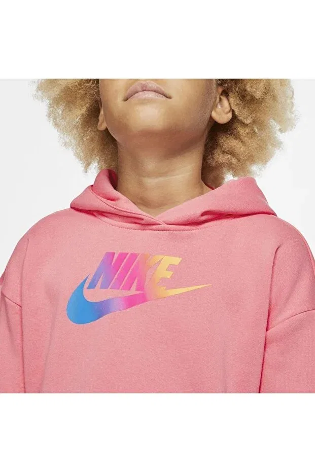 Детское спортивное худи для девочек с коротким рукавом Nike, Pink — фото 3