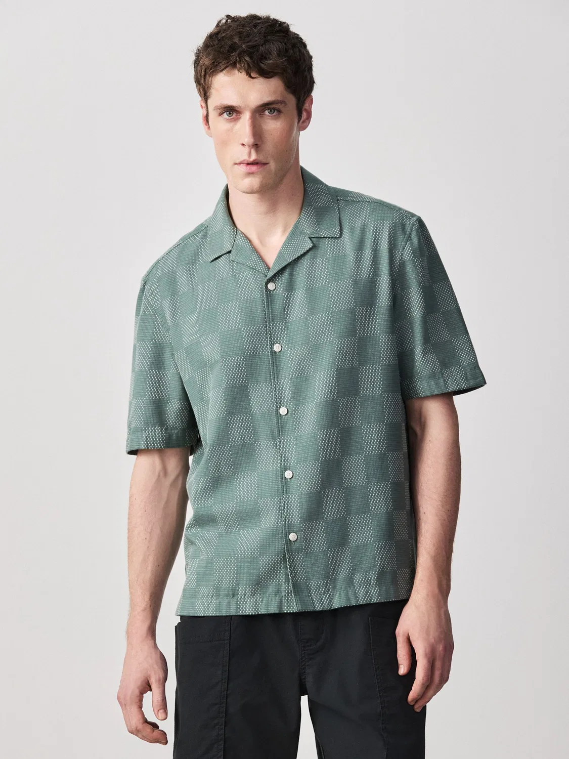 Рубашка свободного кроя в клетку Green Relaxed Fit Check Next, зеленый