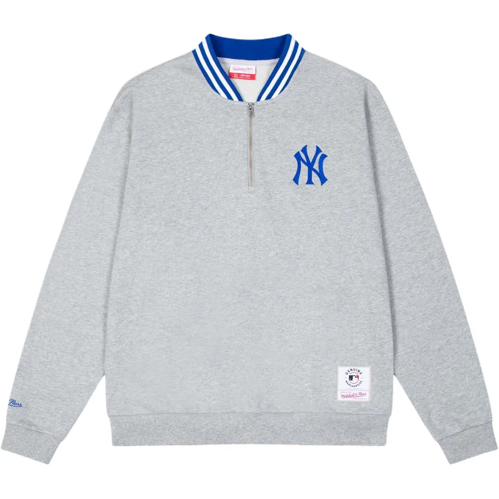Детский свитшот с воротником-стойкой New York Yankees Heather Gray Mitchell Ness