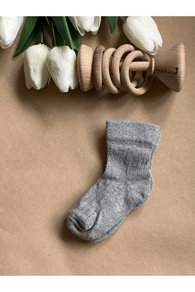 Детские носки для новорожденных хлопковые Ribbed baby socks Mintirik, Gray