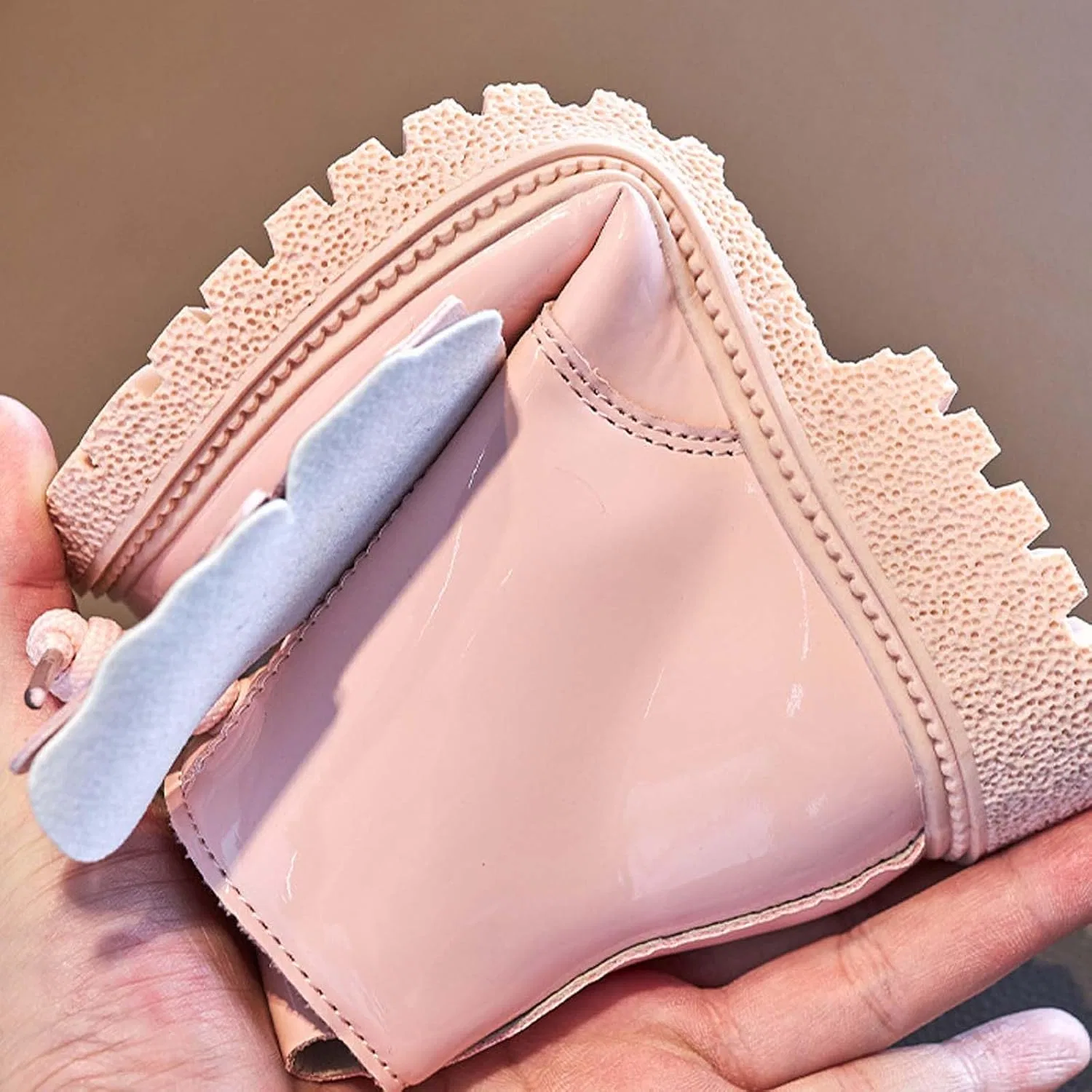 Детские ботинки для девочек с кружевным бантом SHOPESSA, Pink — фото 2