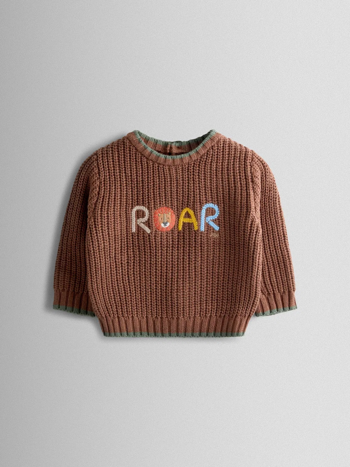 Джемпер с вышивкой, Safari, JoJo Maman Bébé, коричневый