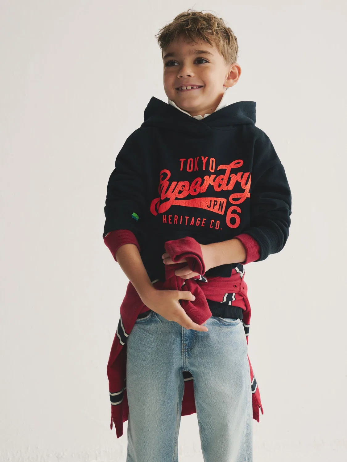 Худи Superdry Navy Logo Hoodie, синий — фото 3