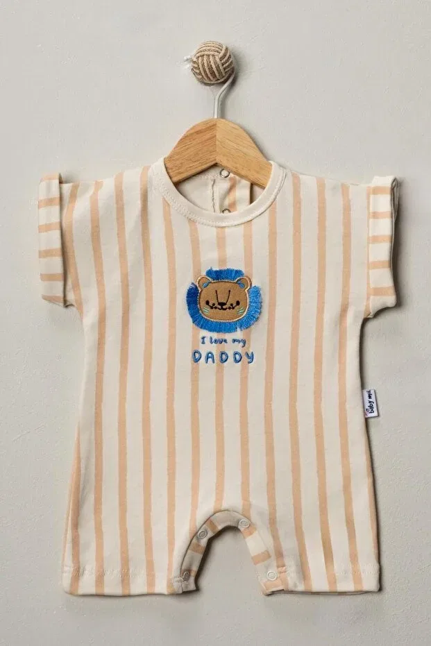 Детское боди-комбинезон с принтом LION DETAILLED STRIPED BABY ROMPER Mandalinsbaby, Orange