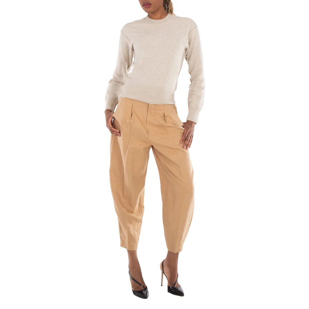 Брюки зауженные из шелкового твила Silk Blend Tapered Pants Polo Ralph Lauren, Medium Beige — фото 4