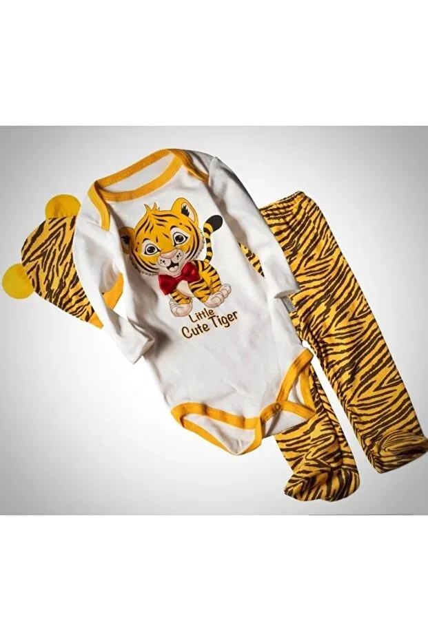 Детский комплект для новорожденных с принтом Cute tiger Özgün Baby, Yellow White
