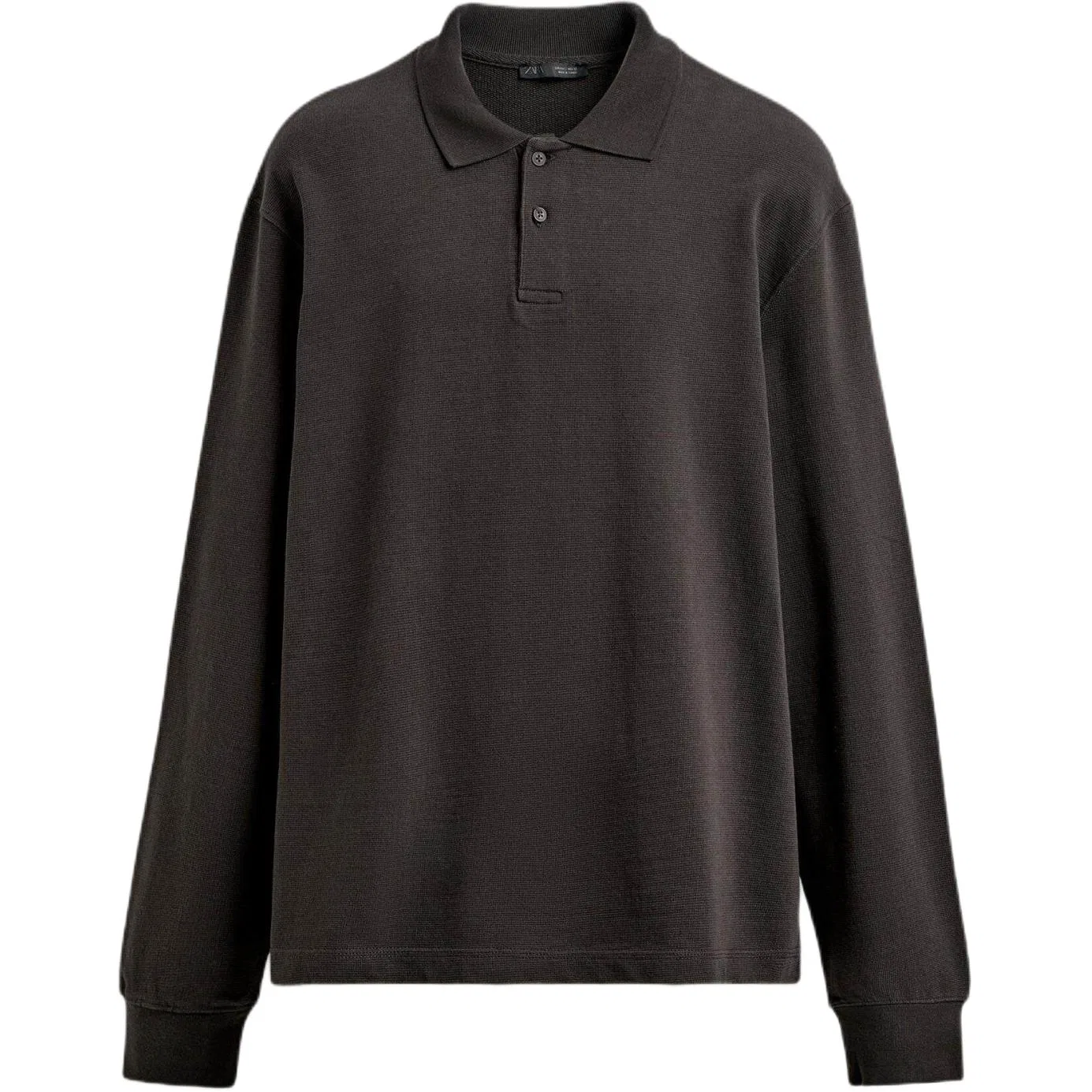 Мужское поло с воротником, прямой крой, Dark Brown, ZARA