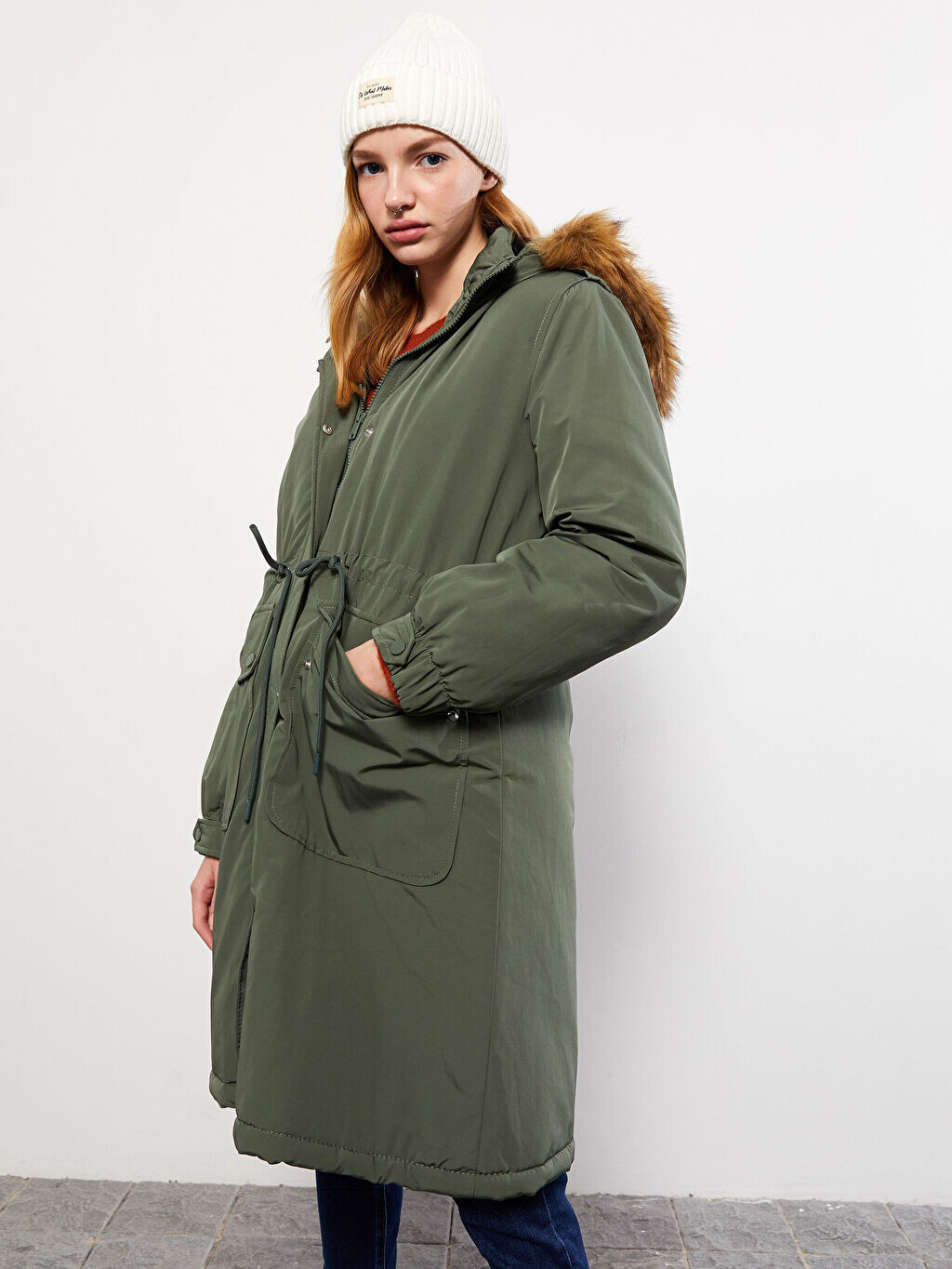 

Женская однотонная парка с длинными рукавами и капюшоном LCW Casual, Серый, Женская однотонная парка с длинными рукавами и капюшоном LCW Casual