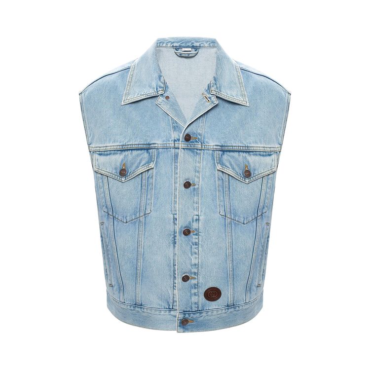 

Утепленный жилет Gucci Distressed Denim Vest 'Light Blue', синий