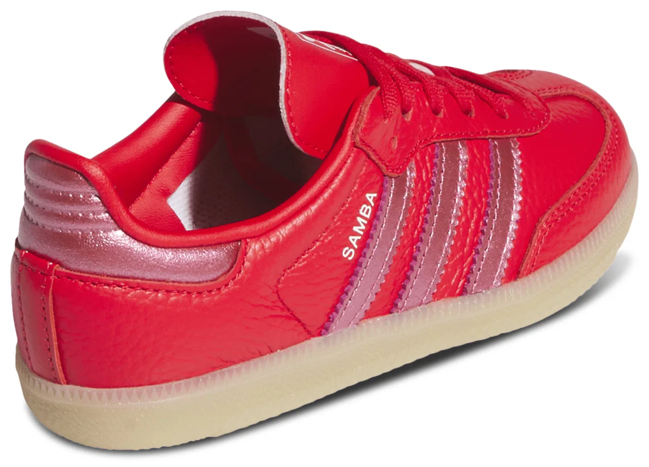 Кроссовки для девочек Samba Adidas, цвет White/Metallic Red/Gum — фото 3
