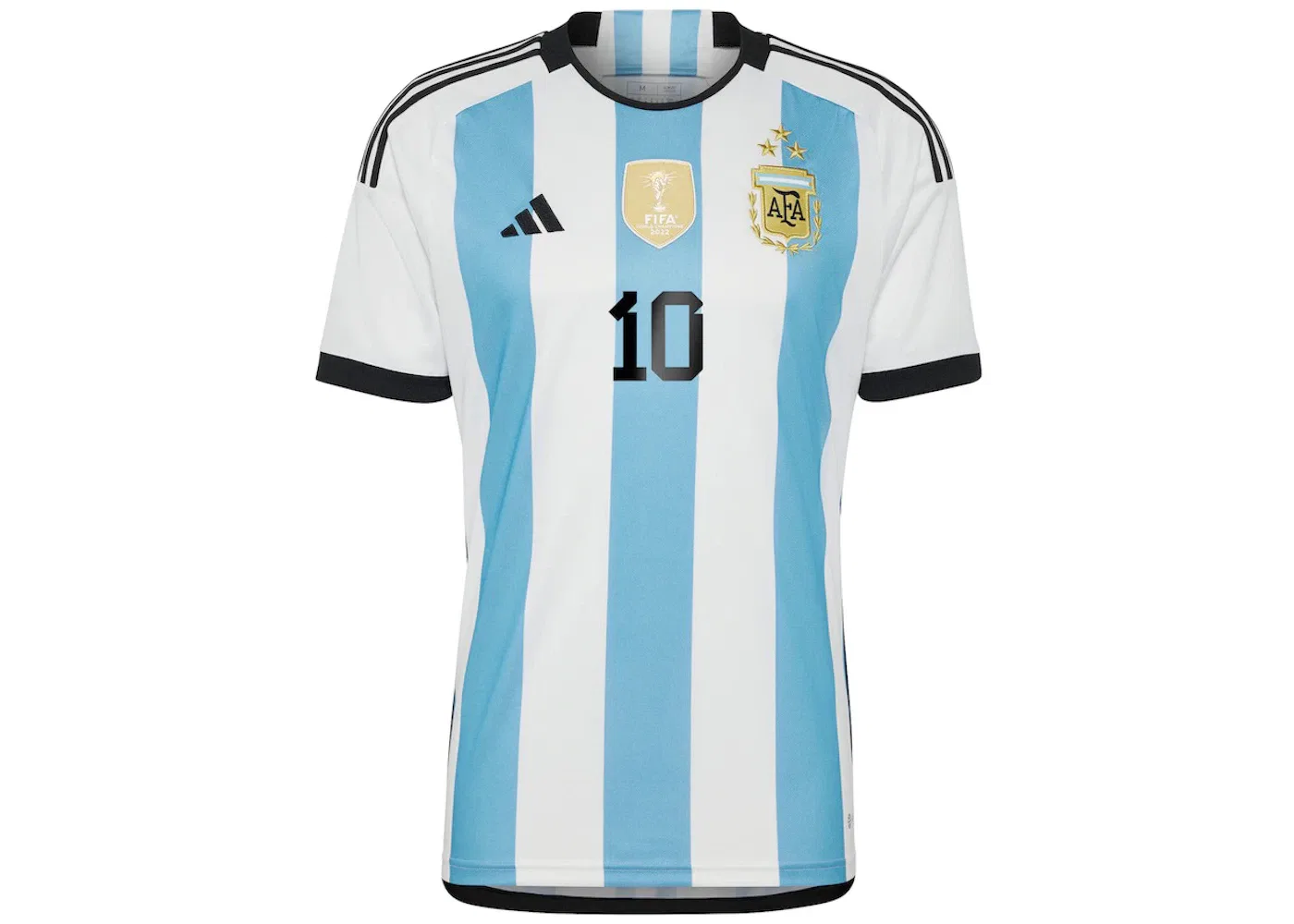 Мужская футбольная футболка с принтом Argentina 23/23 Messi Winners Home Replica Jersey Adidas, White/Light Blue