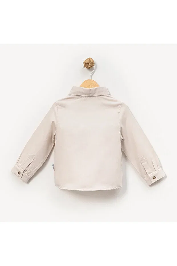 Детская рубашка для мальчиков хлопковая Basics Overdo, Beige — фото 3