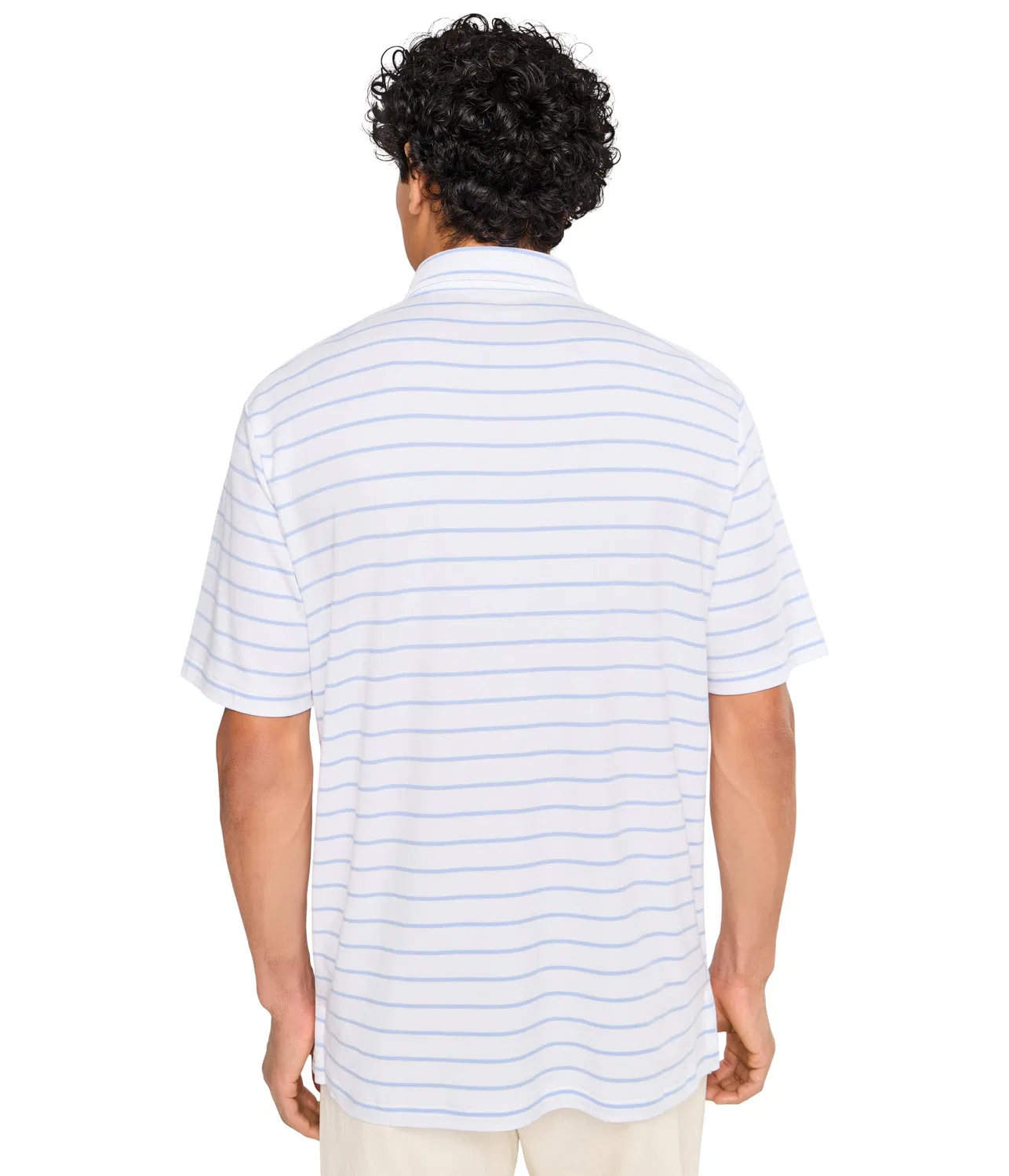 Классическая полосатая рубашка-поло из мягкого хлопка Polo Ralph Lauren, White/Pebble Blue — фото 4