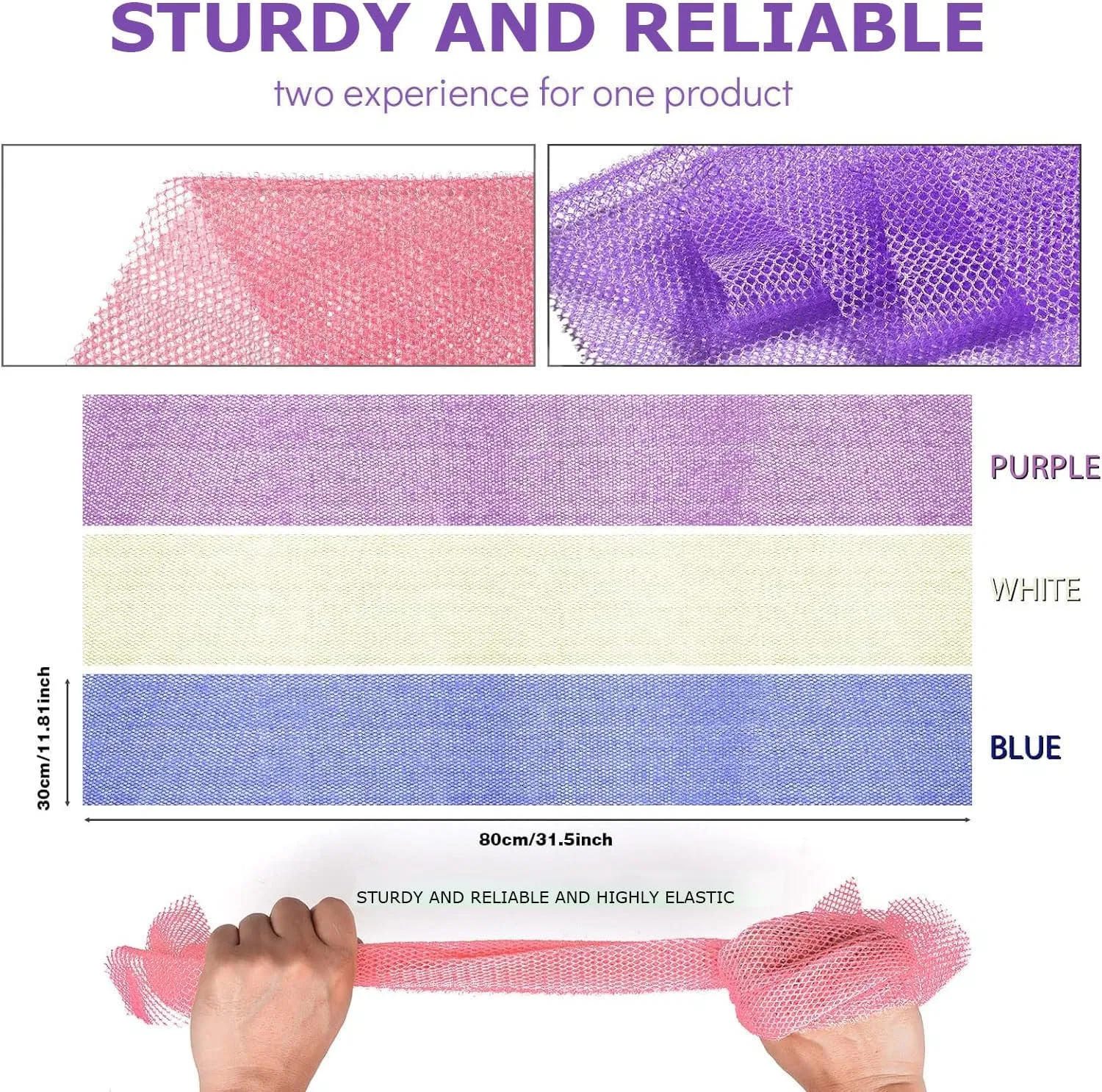3 African Bath Sponge, Purple, Blue, Off-White, UJFQBH — фото 3