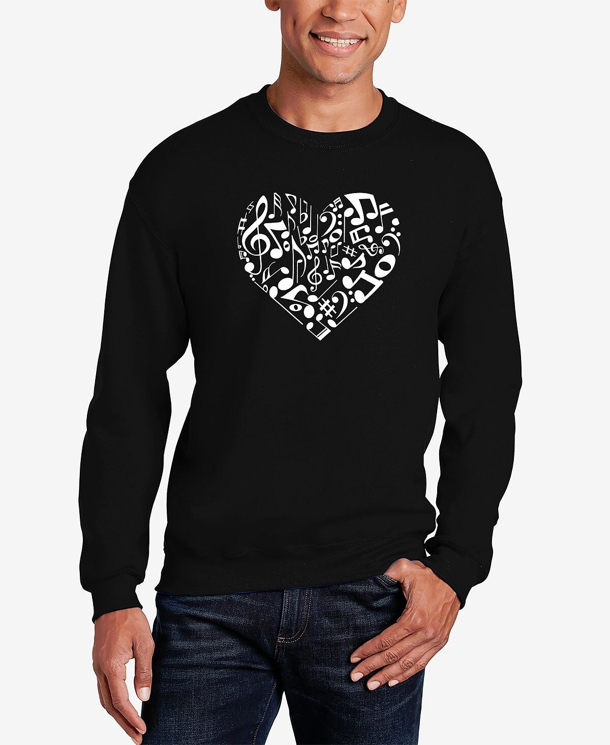 

Мужская толстовка с круглым вырезом и надписью word art heart notes LA Pop Art, черный