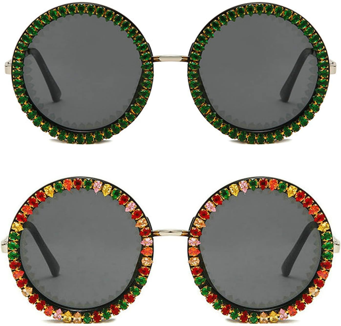 

Солнцезащитные очки COTIA с круглыми бриллиантами для женщин, модные солнцезащитные очки с цирконами, круглая оправа, для уличной стрельбы, зеркальные очки, Green&colorful