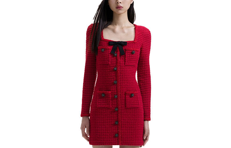 

Женское платье с длинными рукавами Бордовое Self-portrait