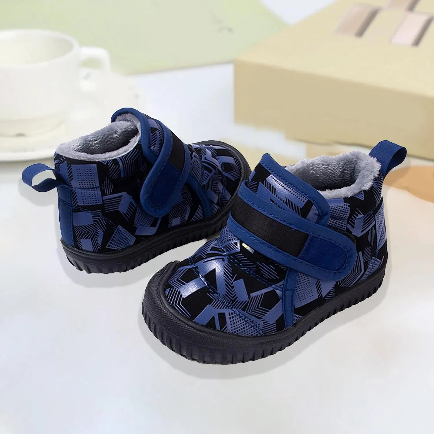Детские зимние ботинки с мехом для мальчиков и девочек High Top Hiking Shoes, Blue — фото 2