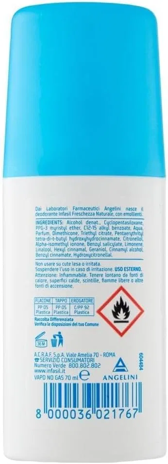 Дезодорант без газа Infasil Natural Freschezza, Italian Gourmet E.R., набор 12x70 мл + Polpa 400 г, Frisch — фото 3