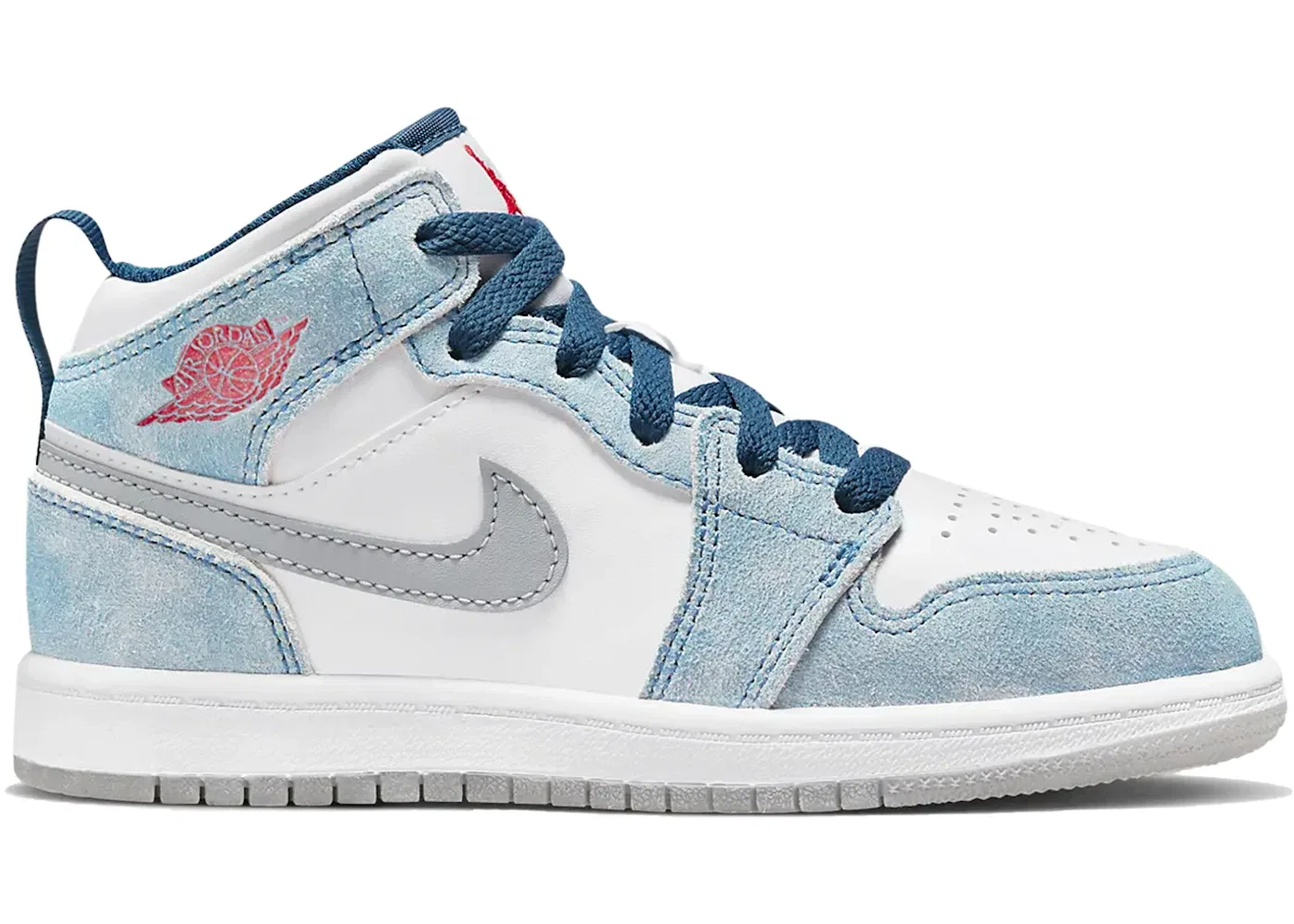 Детские кроссовки Lifestyle Jordan 1 Mid SE Jordan, French Blue/White/Light Steel Grey/Fire Red