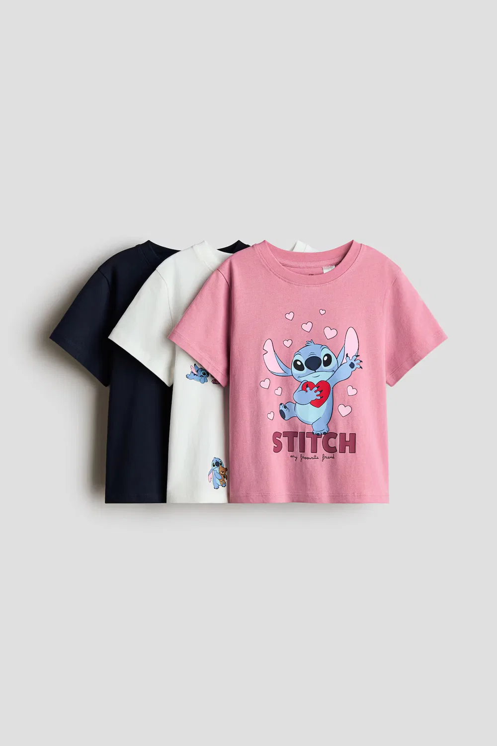 Набор из 3 футболок с принтом H&M, Rosa/Lilo & Stitch