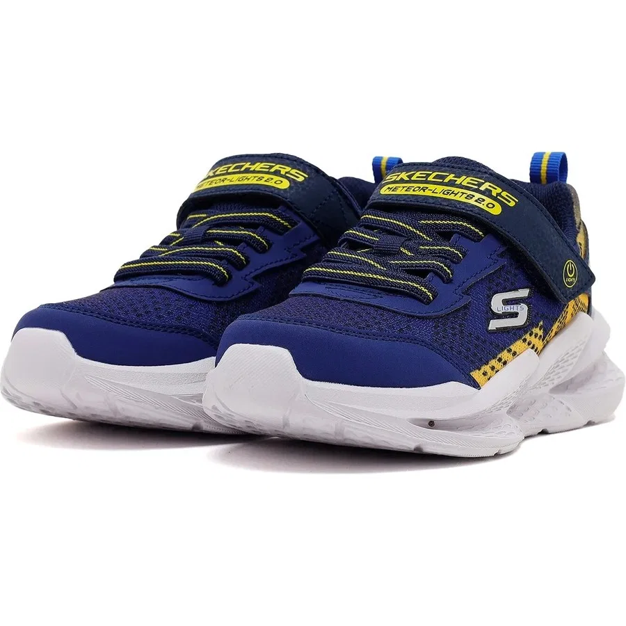Детские кроссовки с шнуровкой Meteor-Lights 2.0 Skechers, Темно-синий — фото 3
