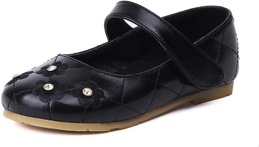 Детские балетки для девочек с принтом Flower Ballerina Flats Princess Dress Mary Jane Shoes Chiximaxu, Black
