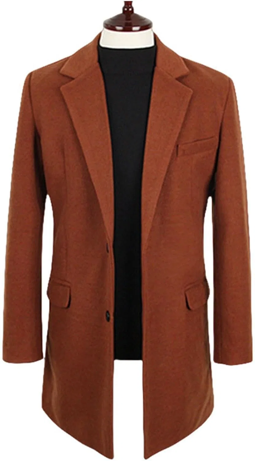 Мужское пальто-тренч с двубортной застежкой, модель Classic, Orange-A — фото 2