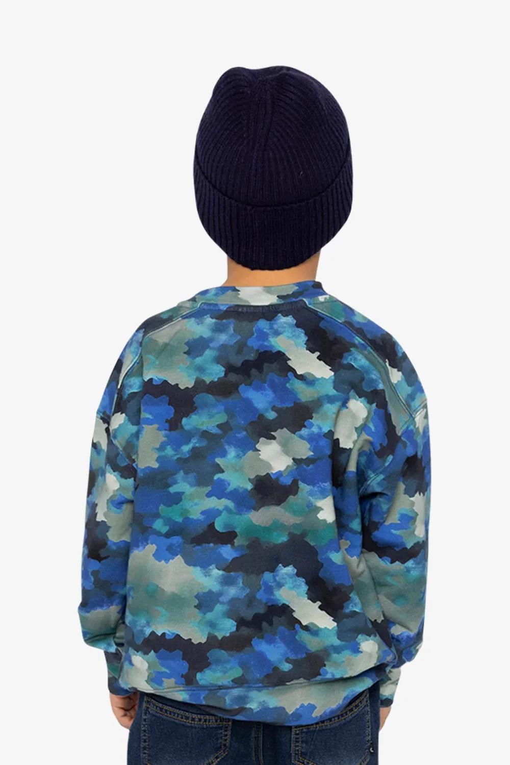 Детский свитшот с принтом камуфляж Fleece Sweatshirt Blue and Grey Camouflage Deux par Deux, Blue and Grey Camouflage — фото 4