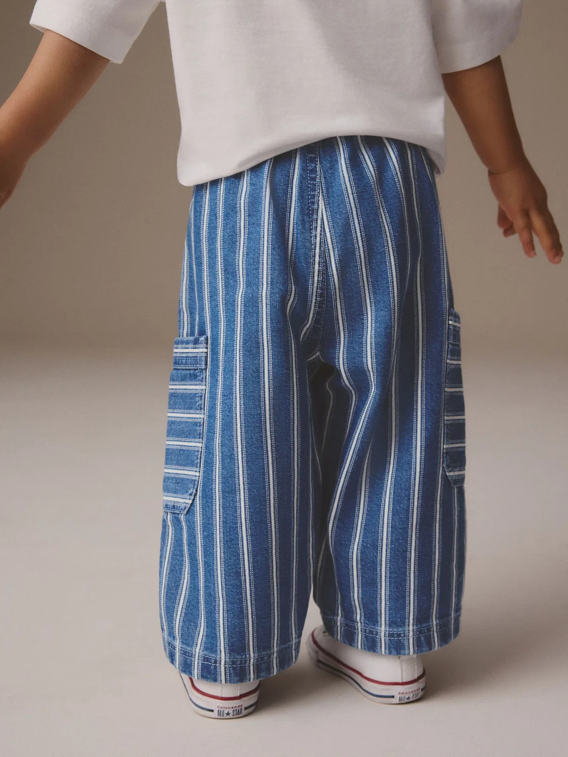Джинсы карго с широкой штаниной, Mid Blue Stripe Next — фото 3
