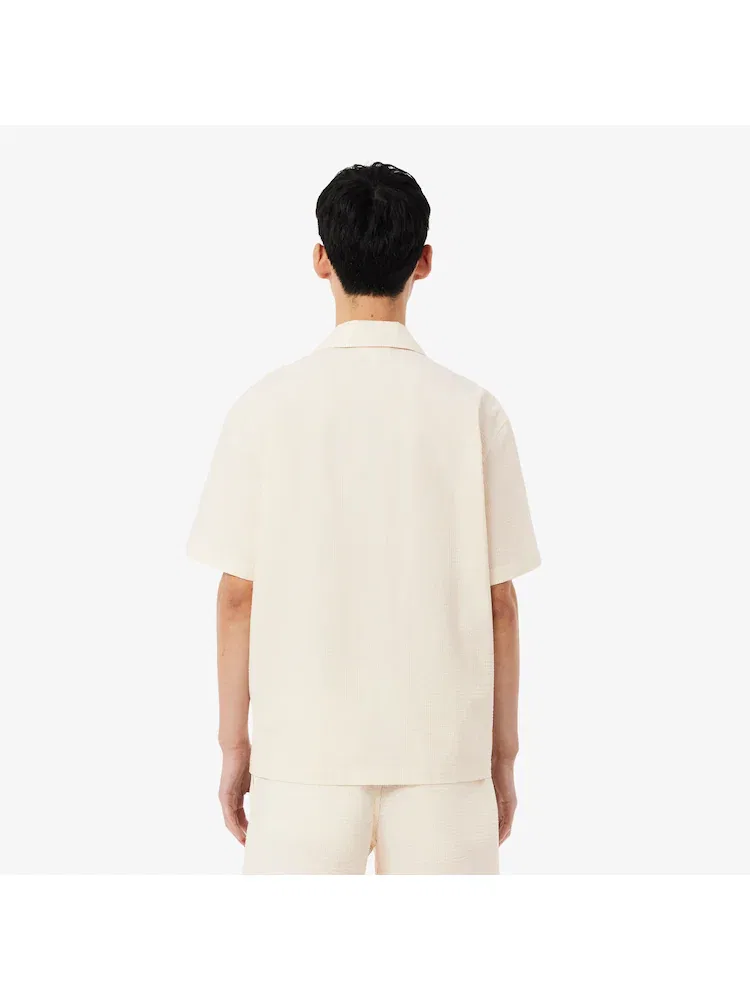 Рубашка с коротким рукавом из сирсакера LACOSTE, Ivory — фото 3