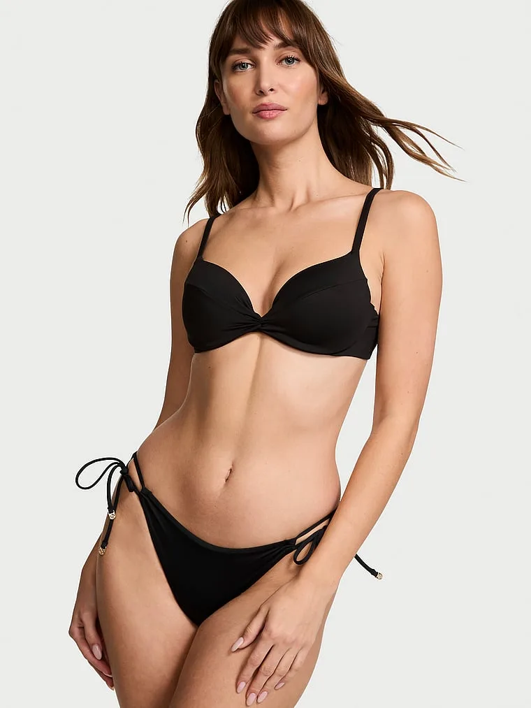 Верхняя часть бикини Essential Twist, эффект пуш-ап Victoria'S Secret Swim, черный