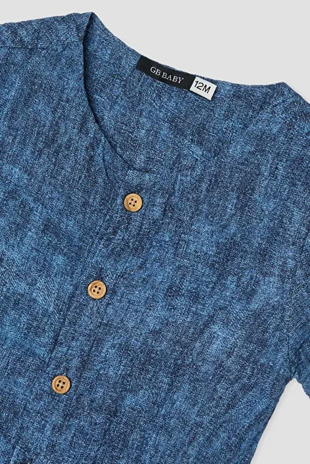 Детский комбинезон для мальчиков с коротким рукавом Gb Baby, Navy Blue — фото 2