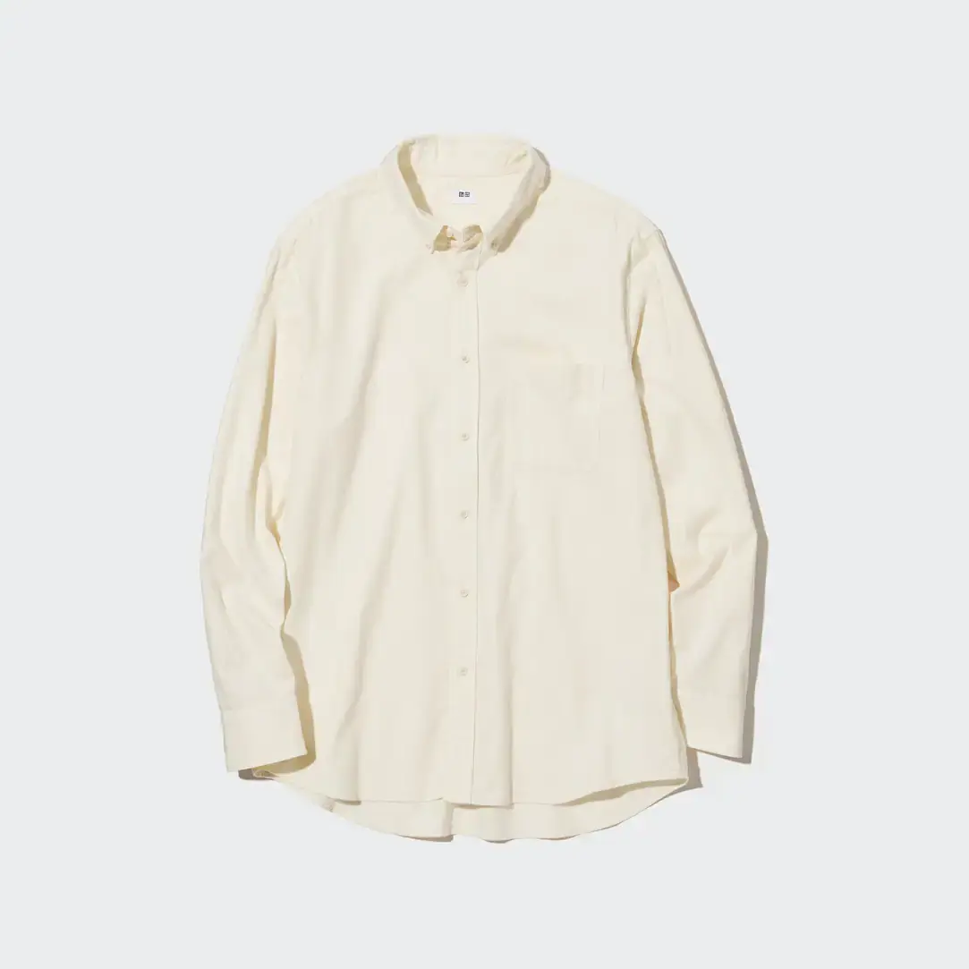 

Рубашка Uniqlo Flannel Regular Fit, молочный, Белый, Рубашка Uniqlo Flannel Regular Fit, молочный