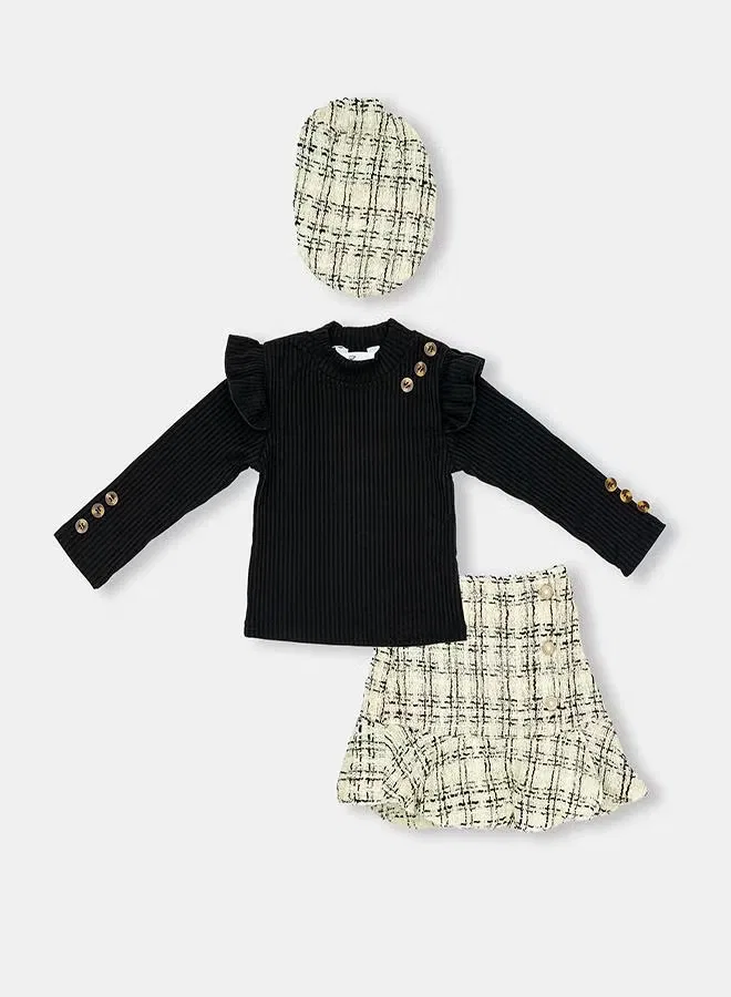 Комплект с юбкой и беретом Chic Babyqlo, черный — фото 3