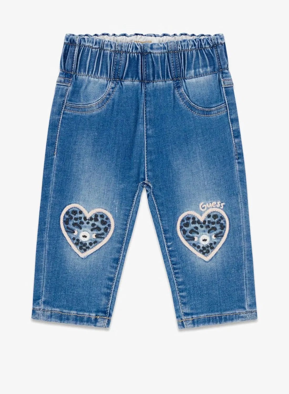 Джинсы детские с сердечками Guess, розовый — фото 2