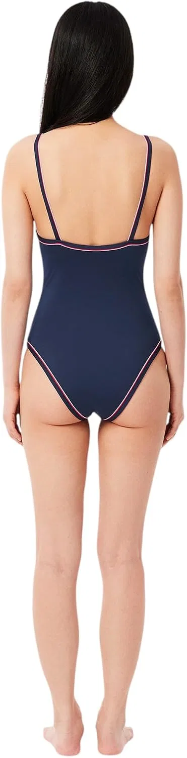 Купальник Lacoste Navy Blue/Red/White, цельный с V-образным вырезом — фото 3
