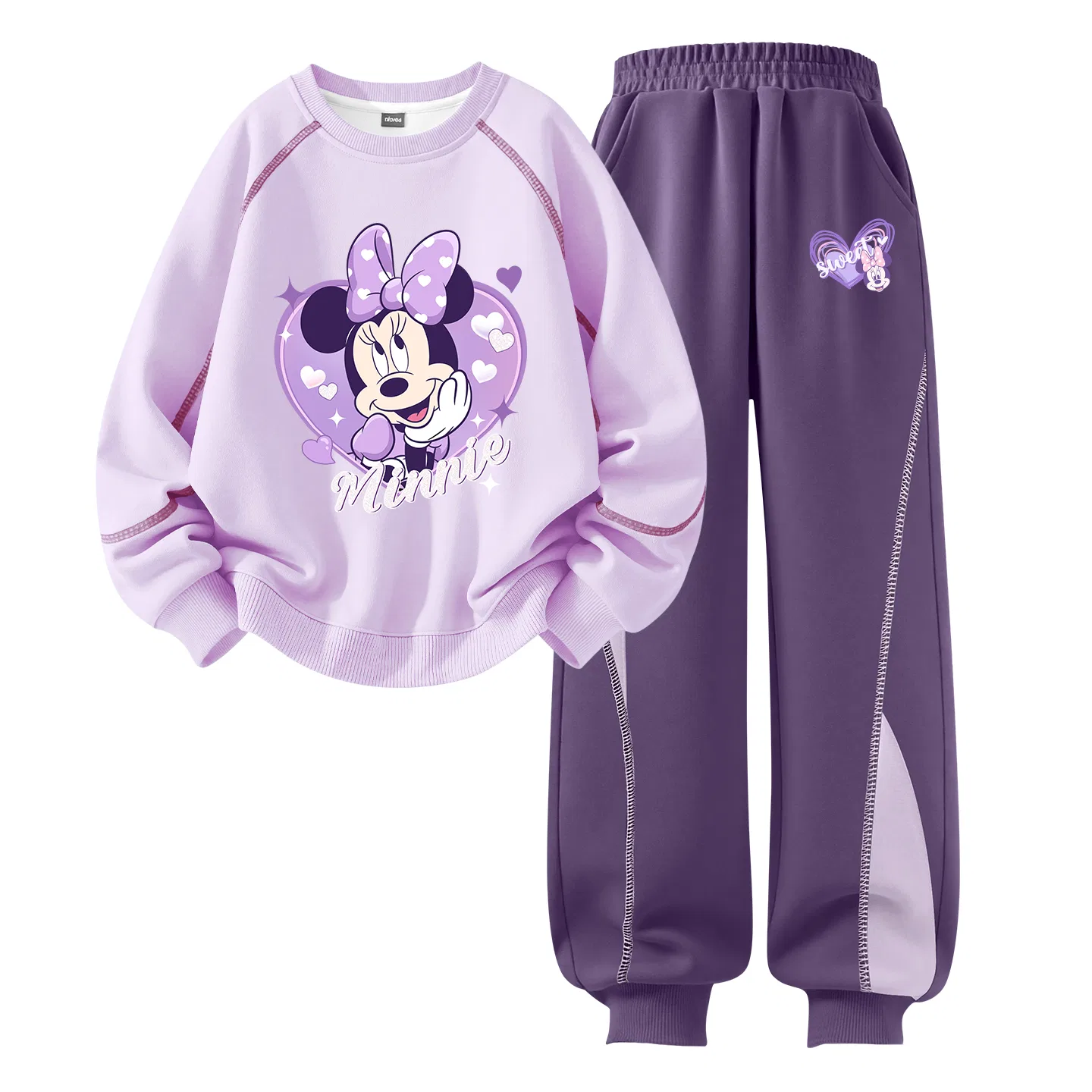Детский спортивный костюм с принтом Disney, Цвет Daisy Heart Nini Lightning Purple+Daisy Heart Nini K Rhubarb Purple