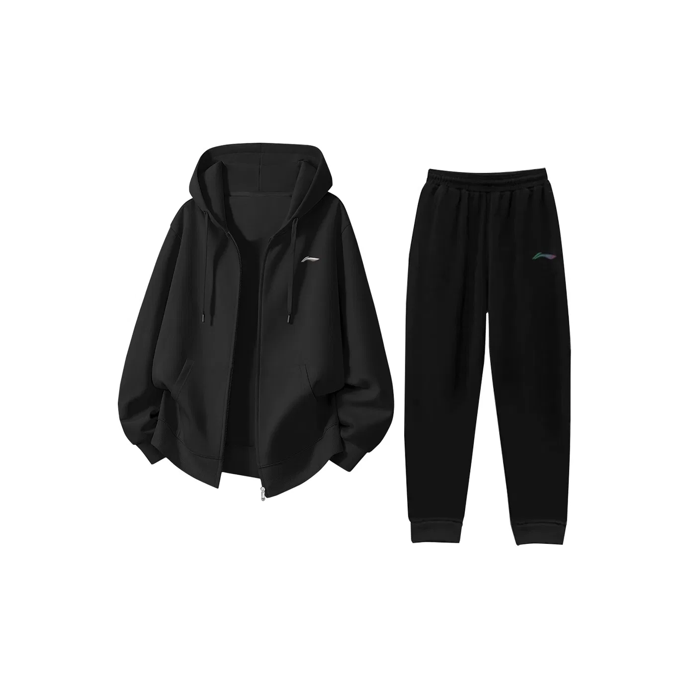 Детский комплект толстовки с принтом Li-Ning, Black