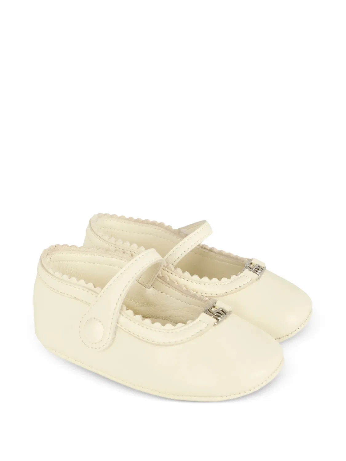 Балетки Gucci Kids с фестонами, белые