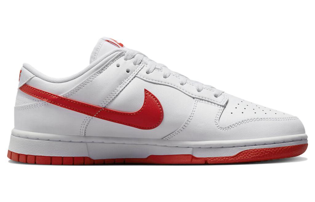 Кроссовки Nike Dunk Low Retro, белый/красный — фото 2
