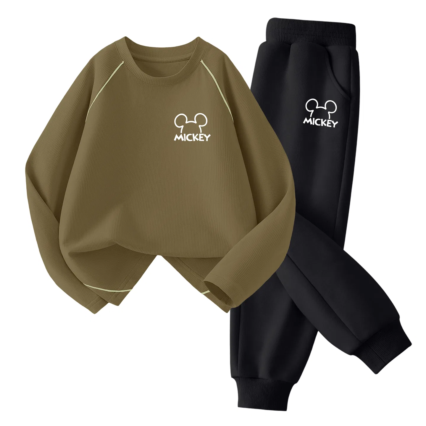 Детский спортивный комплект из футера с длинным рукавом Disney, Thick Board Di Line K Chestnut Brown+Di Line K Black