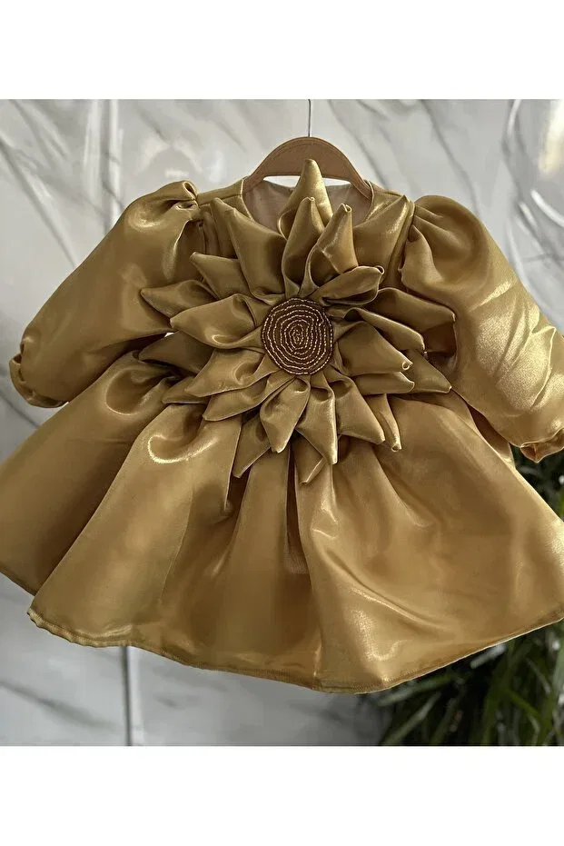 Детское платье для девочек с принтом Custom made daisy floral special occasion dress Elwirababyboutiqe, Khaki Green — фото 3