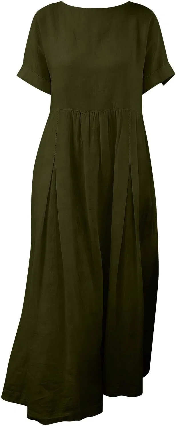 Женское платье миди свободного кроя с капюшоном, Army Green — фото 4