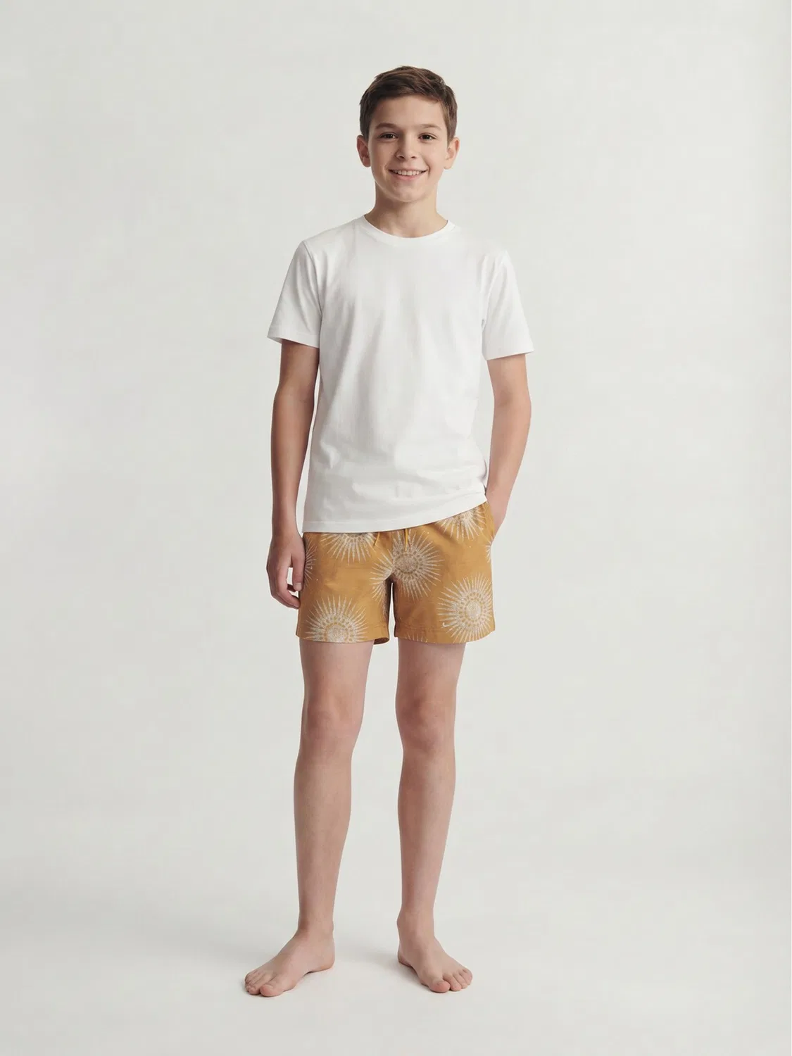 Плавки с принтом, модель All Over Print JACK & JONES JUNIOR, желтый
