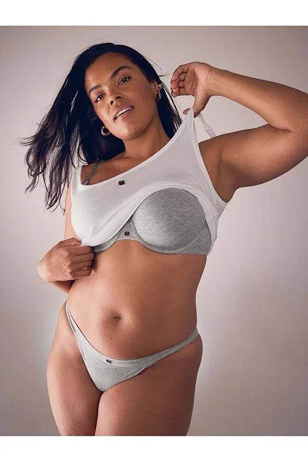 Женский бюстгальтер-пуш-ап хлопковый Victoria'S Secret, Light Grizzled Gray — фото 4