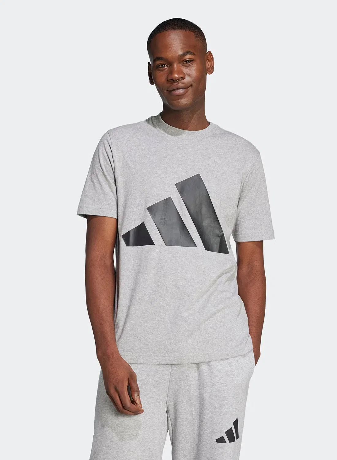 Футболка с принтом Single jersey big logo Adidas, серый