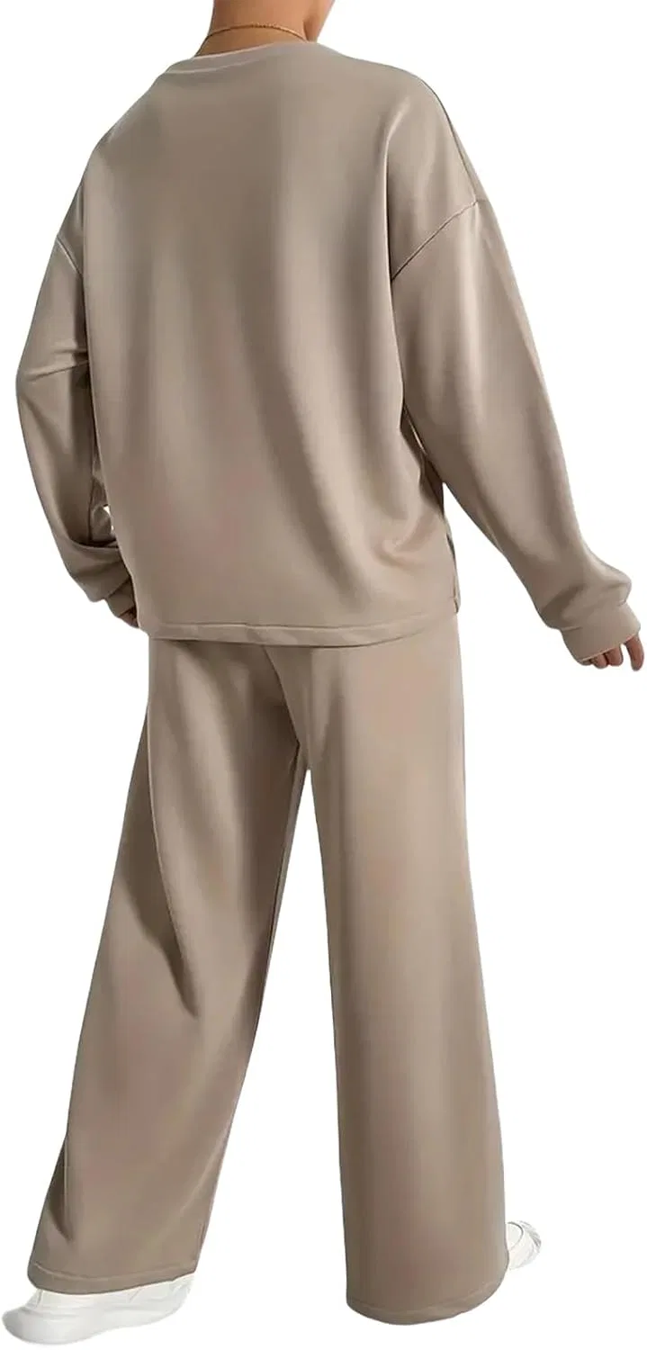 Женский спортивный комплект из свитшота и брюк Oversized, хаки — фото 2