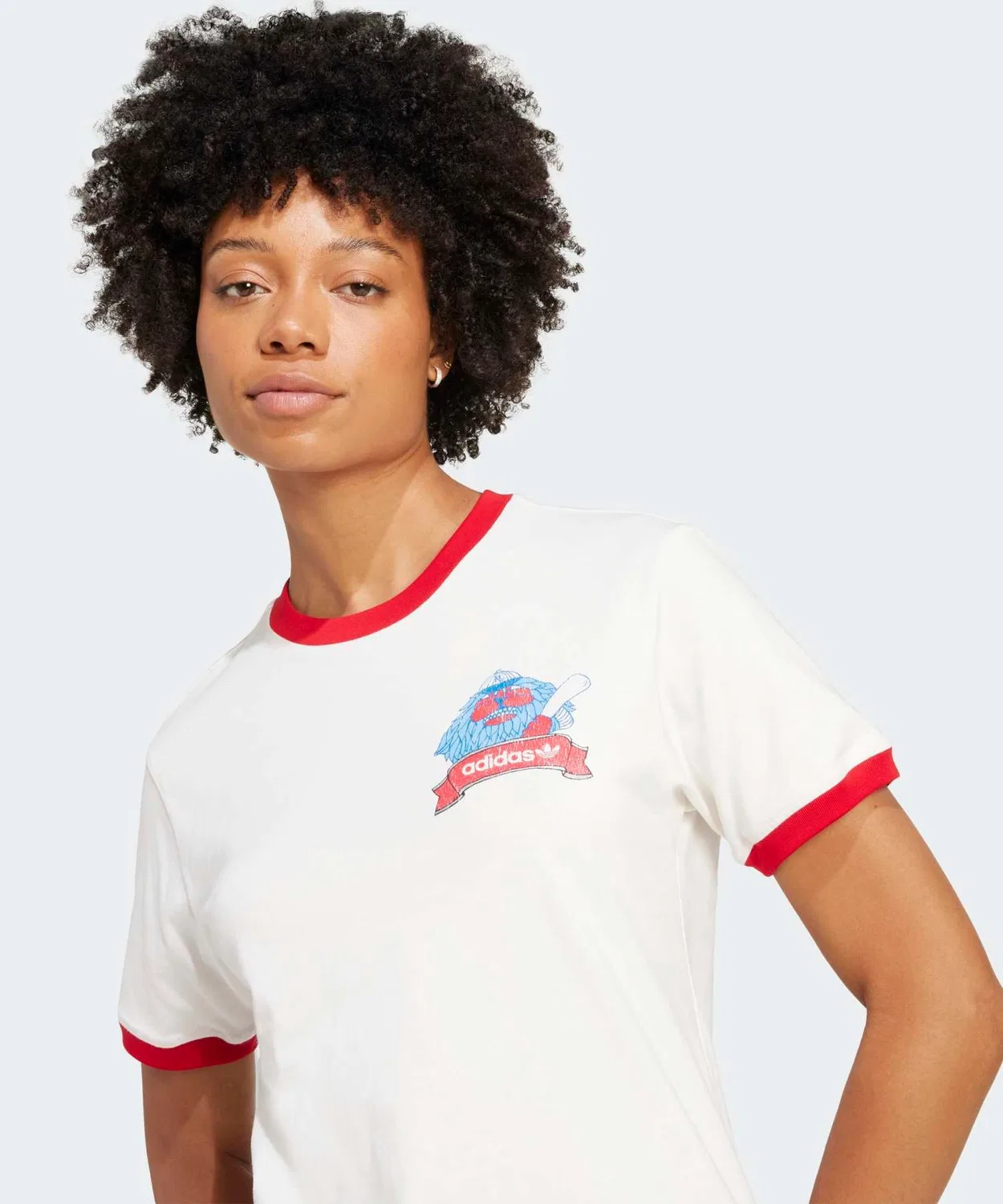 Женская футболка с кружевным принтом Retro Lions Regular Adidas Originals, White — фото 3