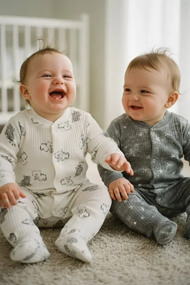 Детский комплект боди-комбинезонов с длинным рукавом Basics Defne Lina Baby, Gray — фото 2